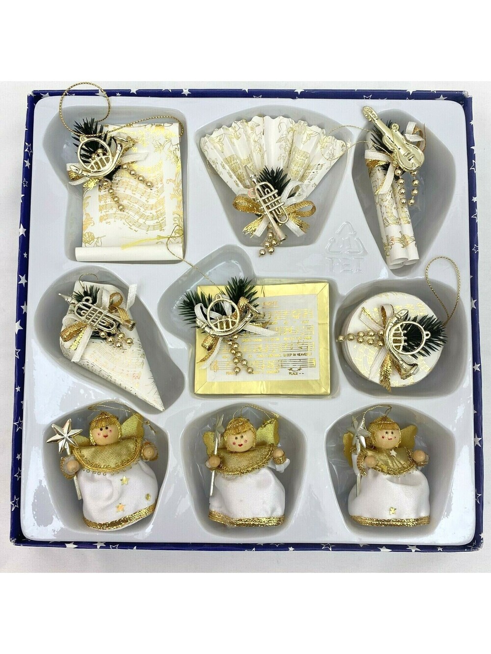 Baumbehang Germany Set of 9 Christmas Tree Ornaments Musical Angels Gold Color